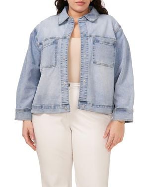 1.STATE Big Pocket Crop Denim Jacket - Blue