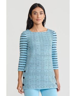 Ming Wang Horizontal Stripe Soft Knit Tunic - Blue