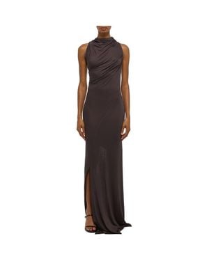 Helmut Lang Wind Ruched Jersey Maxi Dress - Brown