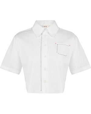Pcfg Pure Cotton Free Heaven Striped Crop Shirt - White