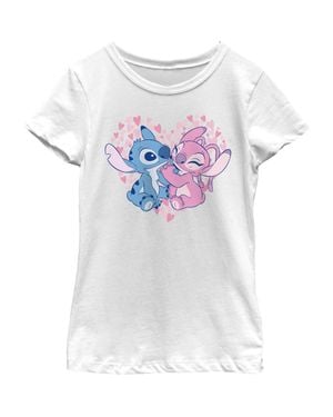 Lilo Et Stitch Girls' Alien Couple T-Shirt - White