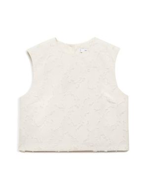 Mango Texture Sleeveless Crop Top - White