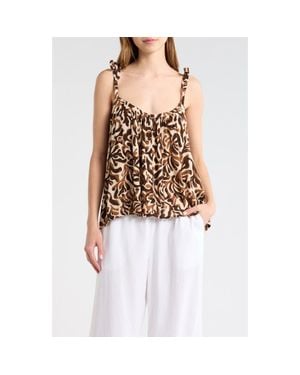 Elan Tie Strap Flowy Cover-Up Top - Black