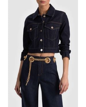 Alice + Olivia Chloe Boxy Crop Denim Jacket - Blue