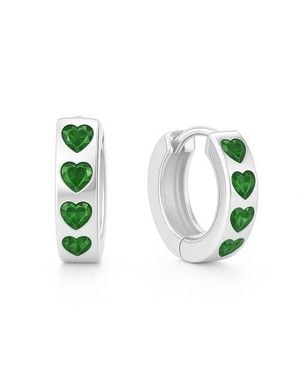 Donatello Gian Sterling Emerald Heart Hoops - Green