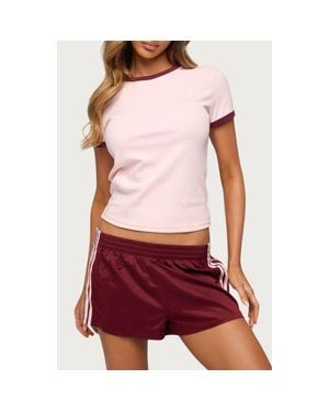 Edikted Zeke Contrast Trim T-Shirt - Red