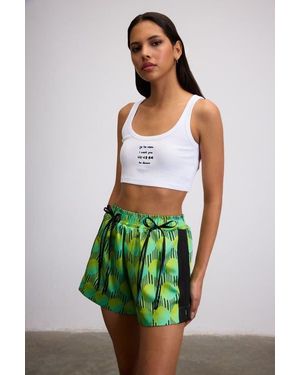 Je Te Veux Jett Polka Dot Elastic Wasited Shorts With Bow Details - Green