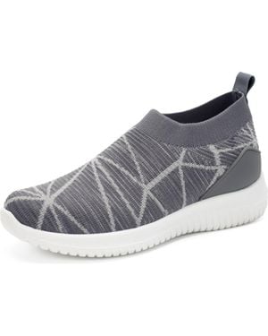 Mio Marino Lightweight Slip-On Knit Sneakers With Breathable Mesh Upper - Gray