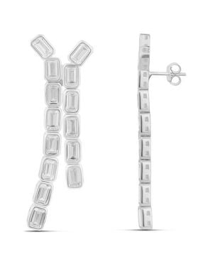 SHYMI Emerald Cut Bezel Set Drop Earrings - White