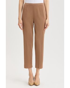 Ming Wang Knit Straight Leg Ankle Pants - Natural