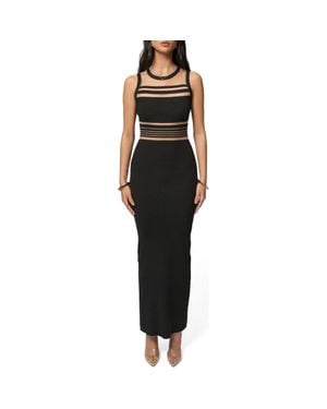 JLUXLABEL Jianna Sheer Stripe Maxi Dress - Black