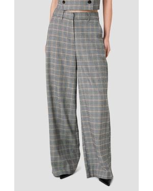 French Connection Matteo Plaid Wide Leg Pants - Gray