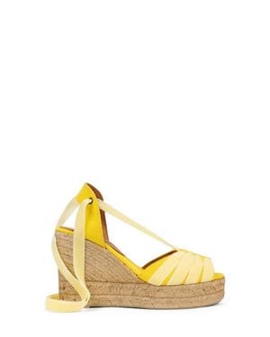 Penelope Chilvers High Catalina Dali Esapadrille Ankle Wrap Platform Wedge Sandal - Yellow