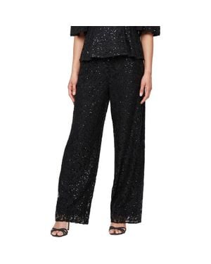 Alex Evenings Sequin Lace Wide Leg Pants - Black