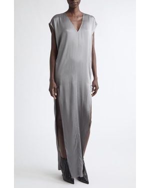 Rick Owens Arrowhead Satin Shift Gown - Gray