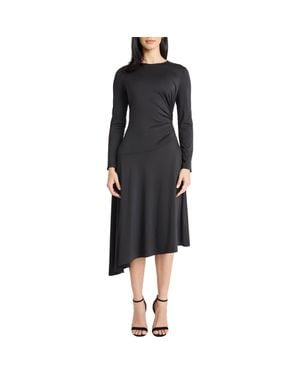 Maggy London Long Sleeve Asymmetric Hem Midi Dress - Black