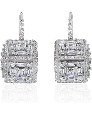 Mindi Mond Clarity 3D Mega Halo Diamond Drop Earrings - Metallic