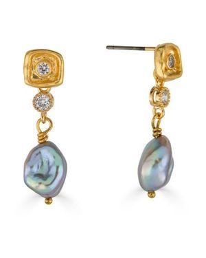 Loni Paul Jewelry Keshi Pearl & Crystal Drop Earring - Blue