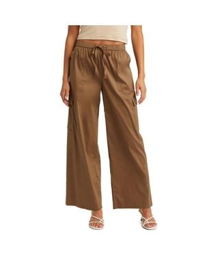 Open Edit Cotton Blend Drawstring Cargo Pants - Brown