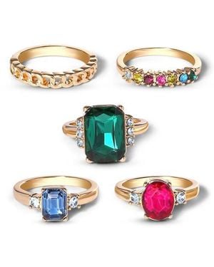 Jessica Simpson Multi-Gemstone Statement Ring Set - White