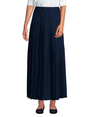 Lands' End Girls Solid Pleated Skirt Ankle Length - Blue