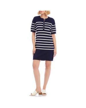 Karen Kane Henley Knit Dress - Blue