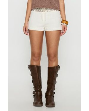 Princess Polly Chelisa Mid Rise Crochet Trim Shorts - White