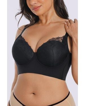 Shapellx Back Smoothing Lace Underwire Bra - Black