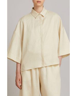 MM by Max Mara Rito Linen Canvas Button-Up Shirt - Natural