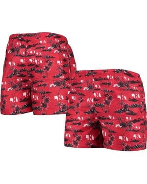FOCO Nebraska Huskers Island Palm Swim Trunks - Red