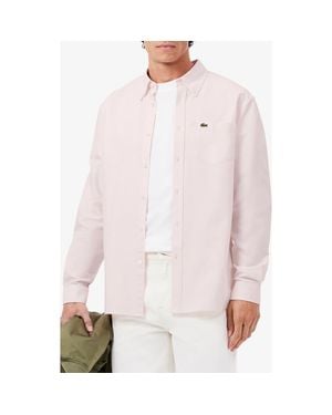 Lacoste Regular Fit Oxford Button-Down Shirt - Pink
