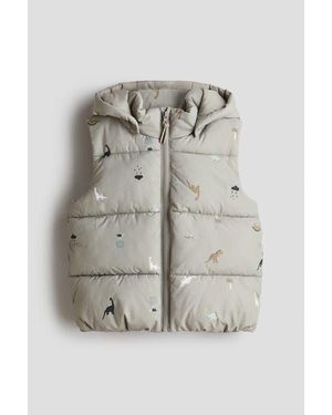 H&M Hooded Puffer Gilet - Gray