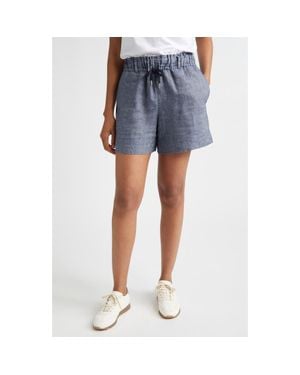Eleventy Linen Blend Chambray Bermuda Shorts - Blue