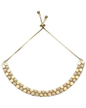Argento Vivo Sterling Silver Double Row Cubic Zirconia Slider Bracelet - Metallic