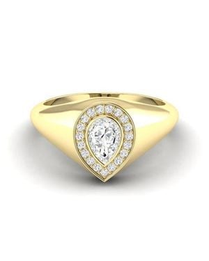 Everlee Pear Bezel Signet Lab Diamond Ring - Metallic