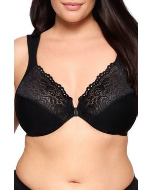Glamorise Posture Back Wonderwire Underwire Front Closure Bra - Black