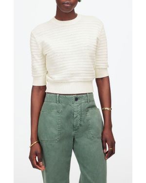Madewell Textural Stitch Cotton Sweater - White