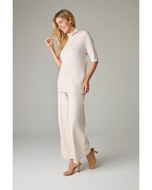 eavolu® Acadia Aspen Eco-Luxe Rib Short-Sleeve Top - Natural