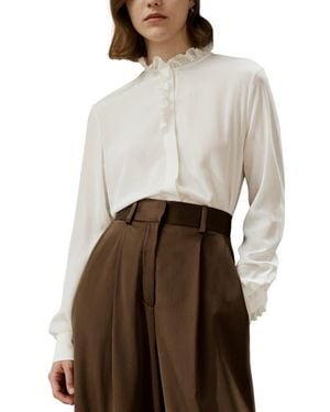 LILYSILK Crêpe De Chine Silk Blouse With Ruffle Edge - White