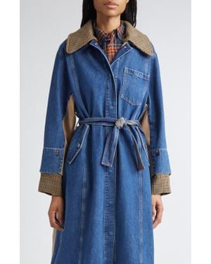 3.1 Phillip Lim Mixed Media Trench Coat - Blue