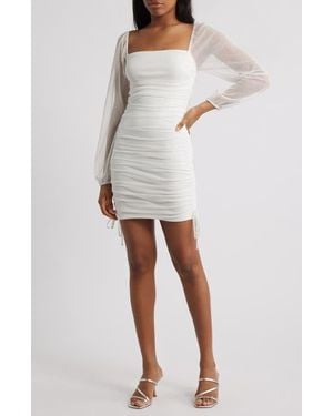 Jump Apparel Long Sleeve Ruched Minidress - White