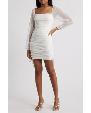Jump Apparel Long Sleeve Ruched Minidress - White