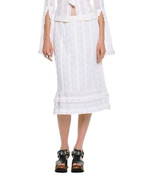 Anna Sui Floral Ruffle Stretch Lace Skirt - White
