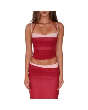 Tiger Mist Caline Ruched Corset Top - Red