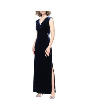 Sl Fashions Velvet Surplice Gown - Black