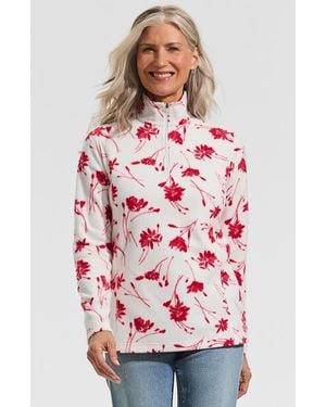Lands' End Anyweather Fleece Quarter Zip Pullover - Red