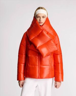 Alpenhaus Winekka 2-In-1 Reversible Puffer With Oversized Removable Scarf - Red