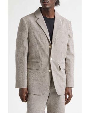 Bode Café Stripe Cotton Stretch Seersucker Sport Coat - Natural