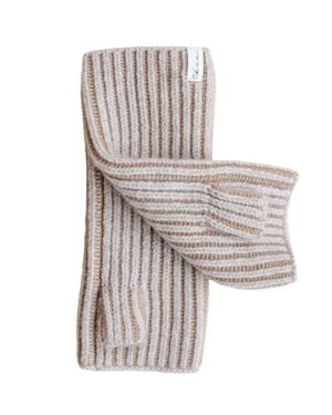 TBCo Cashmere & Merino Ribbed Two-Tone Wrist Warmers - White
