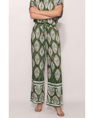 MELLODAY Floral Print Ankle Pants - Green